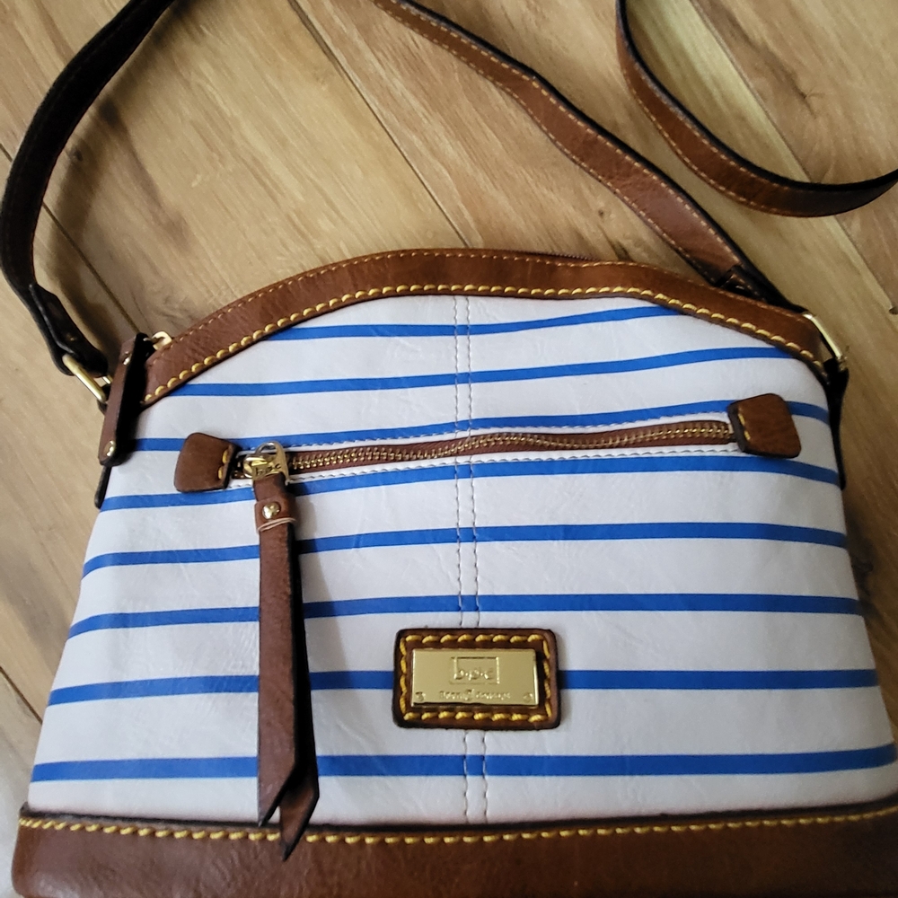 b.o.c. Blue and Brown Striped Crossbody Bag